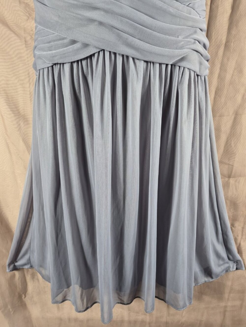 David's Bridal women's Gray chiffon cocktail bridesmaid flare Mini dress size 14 - Picture 5 of 10